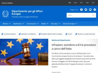 Screenshot sito: Dipartimento per le Politiche Europee