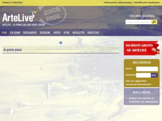 Screenshot sito: Artelive.it