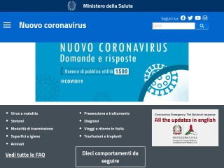 Screenshot sito: Nuovo Coronavirus