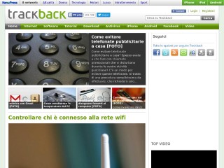 Screenshot sito: Trackback