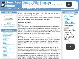 Screenshot sito: Linux App Finder