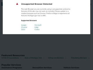 Screenshot sito: Michigan.gov
