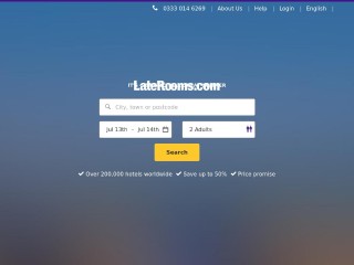 Screenshot sito: LateRooms.com