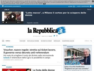 Screenshot sito: La Repubblica 