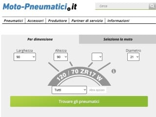 Screenshot sito: Moto-pneumatici
