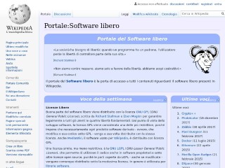 Screenshot sito: Wikipedia Software libero
