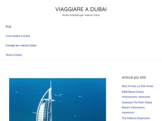 Screenshot sito: Viaggiare a Dubai