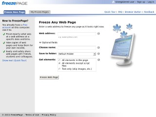 Screenshot sito: Freezepage