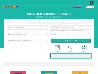 Screenshot sito: Calcola codice fiscale