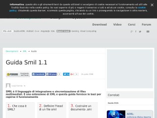Screenshot sito: Guida a SMIL