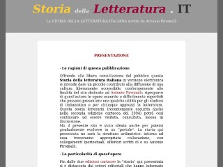 Screenshot sito: StoriadellaLetteratura.it