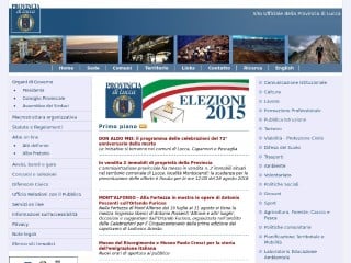 Screenshot sito: Provincia di Lucca