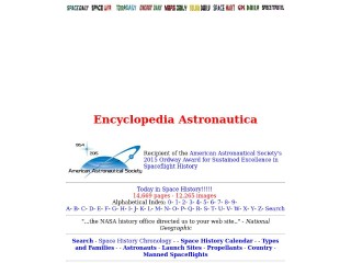 Screenshot sito: Encyclopedia Astronautica