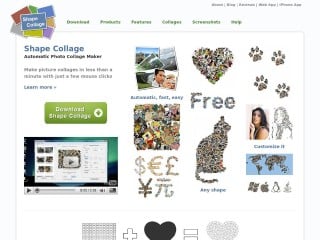 Screenshot sito: Shape Collage