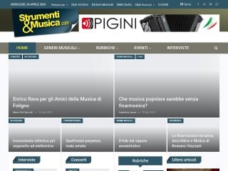 Screenshot sito: Strumenti e Musica