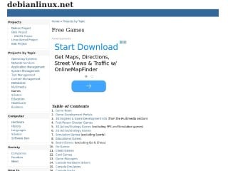 Screenshot sito: Debianlinux.net Games