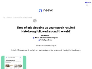 Screenshot sito: Neeva