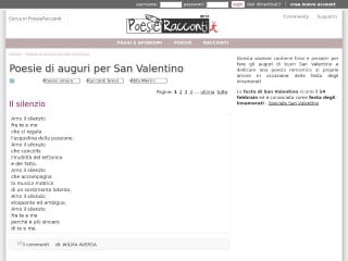 Screenshot sito: Poesie San Valentino