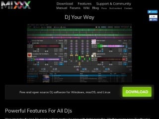 Screenshot sito: Mixxx