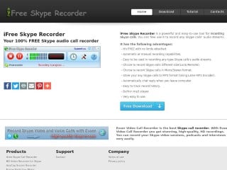 Screenshot sito: IFree Skype Recorder
