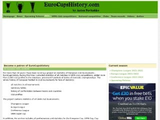 Screenshot sito: Eurocupshistory.com