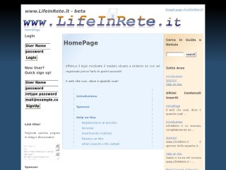Screenshot sito: LifeInRete