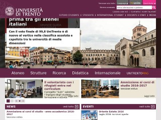 Screenshot sito: Università degli studi di Trento