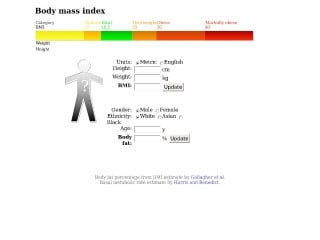 Screenshot sito: Body Mass Index