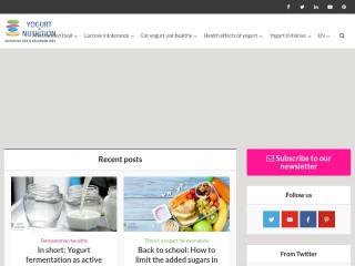 Screenshot sito: Yogurt in Nutrition