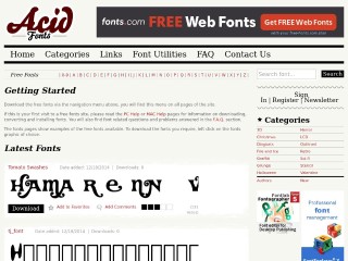 Screenshot sito: Acid Fonts