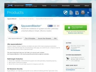 Screenshot sito: Spyware Blaster
