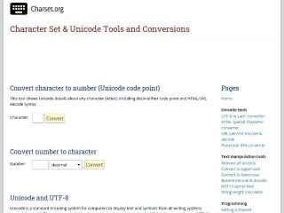 Screenshot sito: Unicodetools.com
