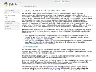 Screenshot sito: Documentazione Python