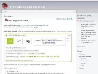 Screenshot sito: MP3 Skype Recorder