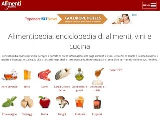 Screenshot sito: Alimentipedia