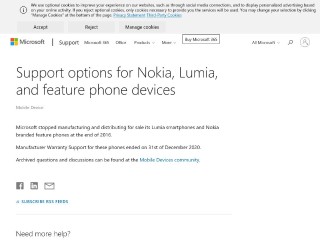 Screenshot sito: Guida Microsoft Mobile