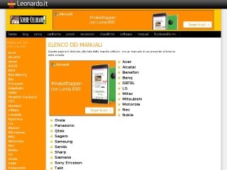 Screenshot sito: Manuali di Cellulari