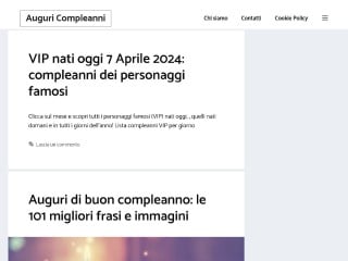 Screenshot sito: AuguriCompleanni.it