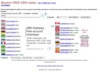 Screenshot sito: Receivefreesms.com