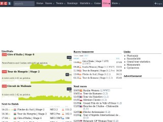 Screenshot sito: ProCyclingStats.com