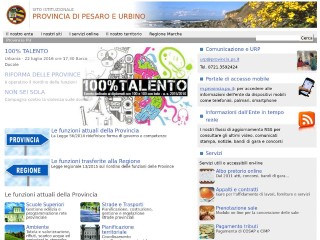 Screenshot sito: Provincia di Pesaro e Urbino