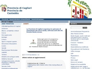 Screenshot sito: Provincia di Cagliari