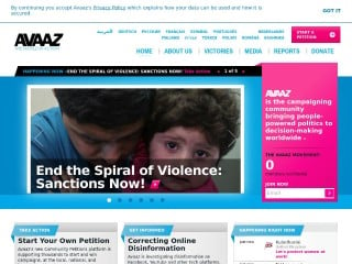 Screenshot sito: Avaaz