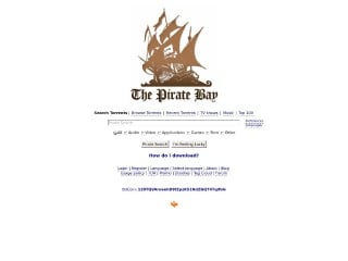 Screenshot sito: The Pirate Bay
