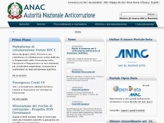 Screenshot sito: ANAC
