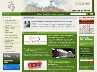 Screenshot sito: Comune di Terni