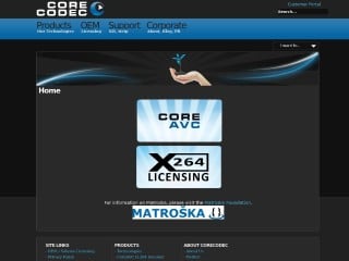Screenshot sito: Core Codec
