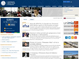 Screenshot sito: Università degli Studi di Milano