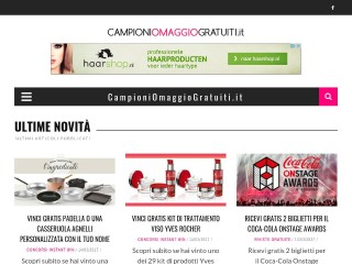 Screenshot sito: Campioni omaggio gratuiti