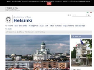 Screenshot sito: Ambasciata italiana in Finlandia